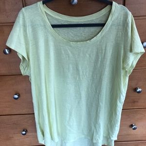 Eileen Fisher 100% Cotton Lime green Slub T shirt rounded hem Sz XL